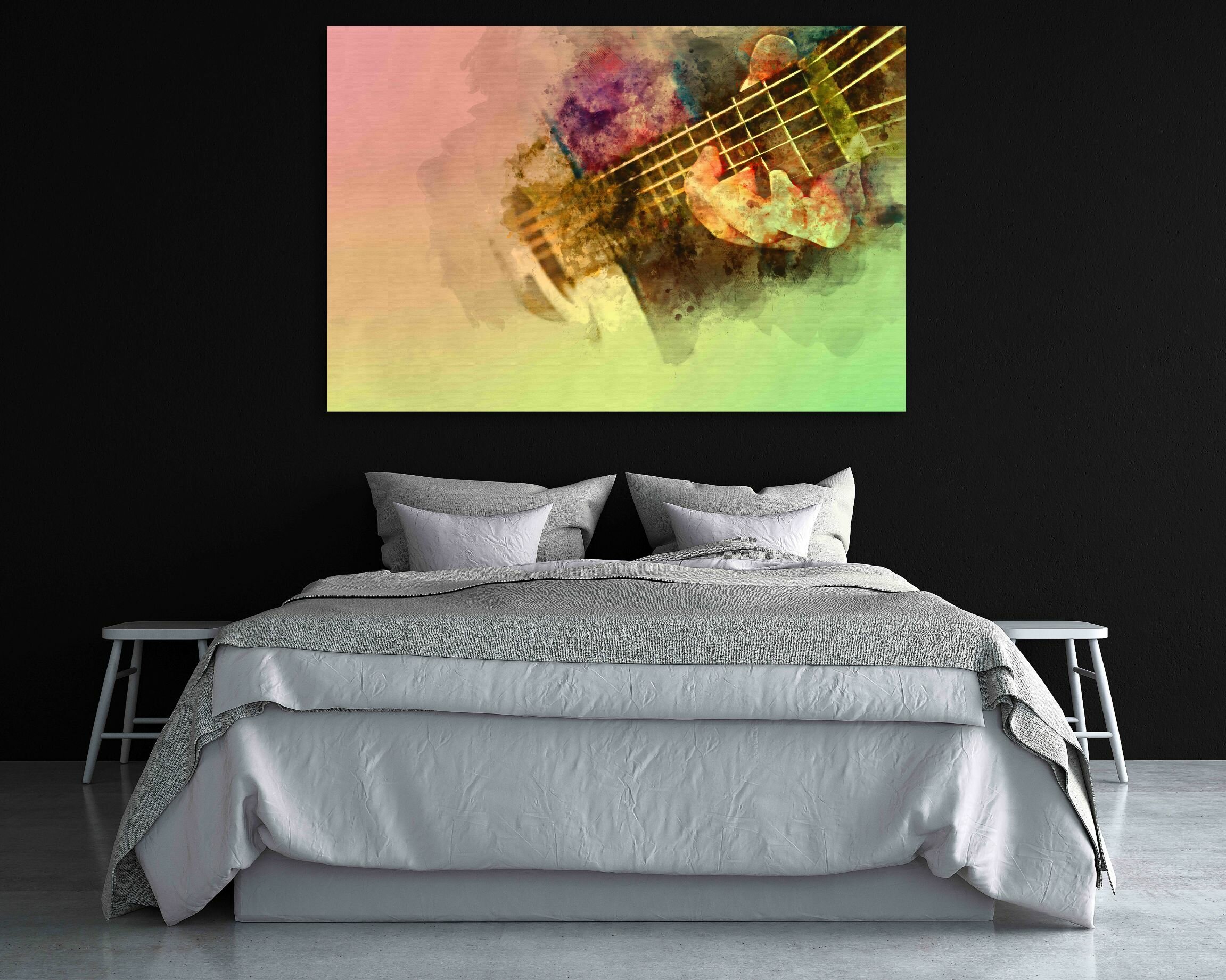 גיטרה בצבעי מים 4 גיטרה בצבעי מים