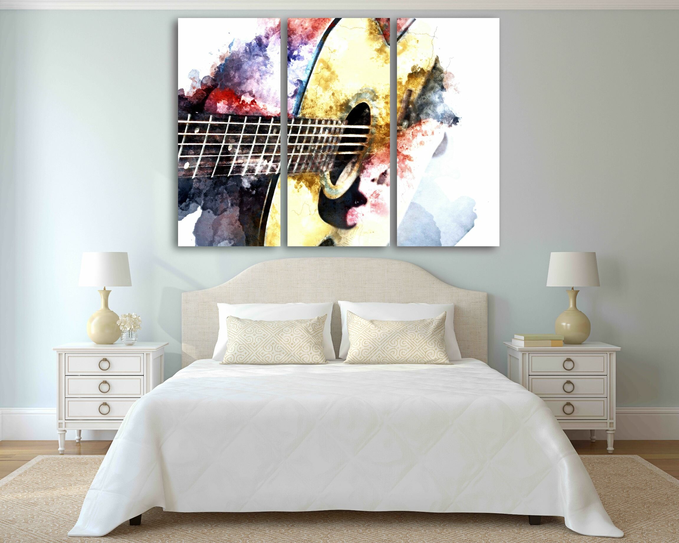 גיטרה בצבעי מים 2 4 גיטרה בצבעי מים 2