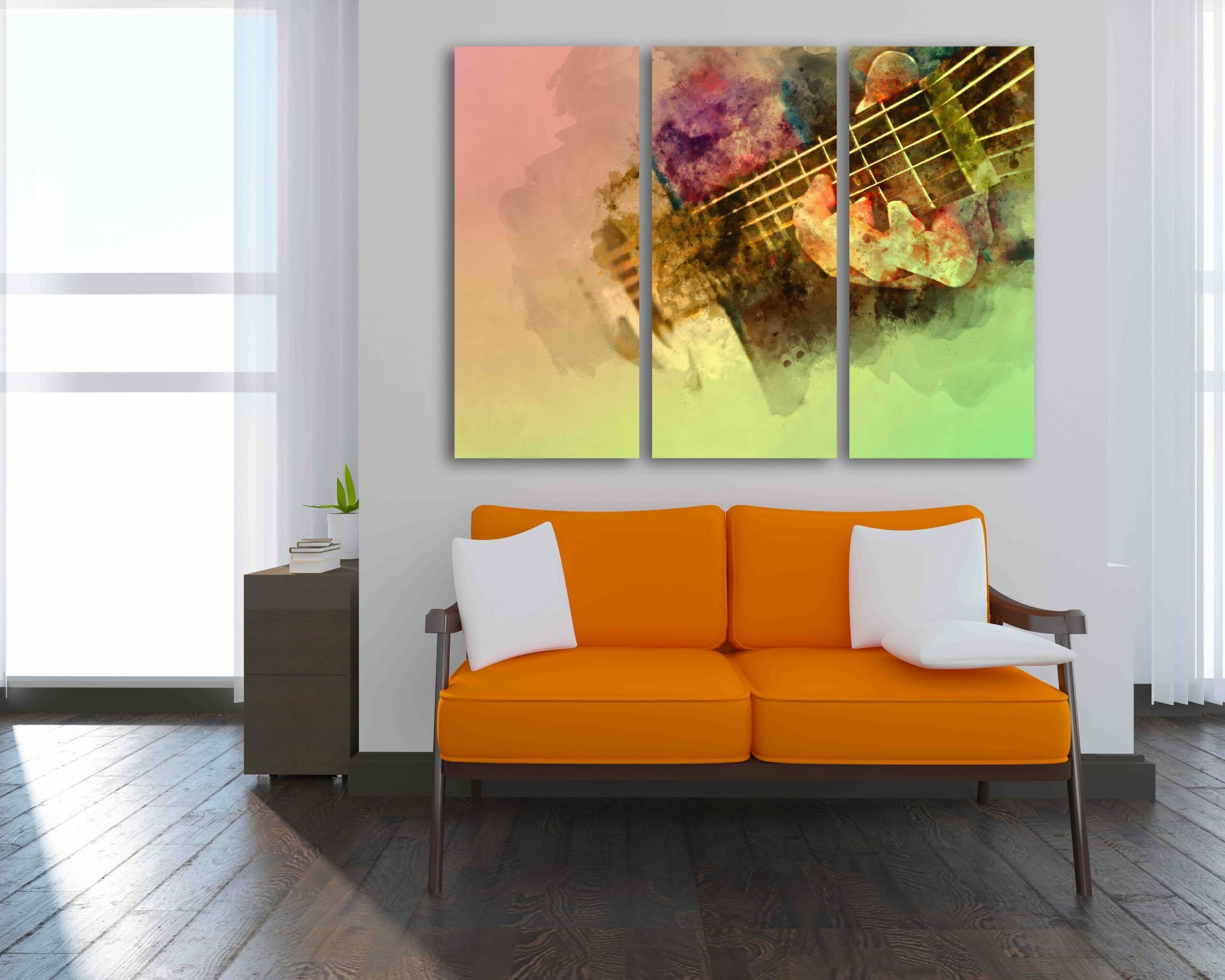 גיטרה בצבעי מים 2 גיטרה בצבעי מים