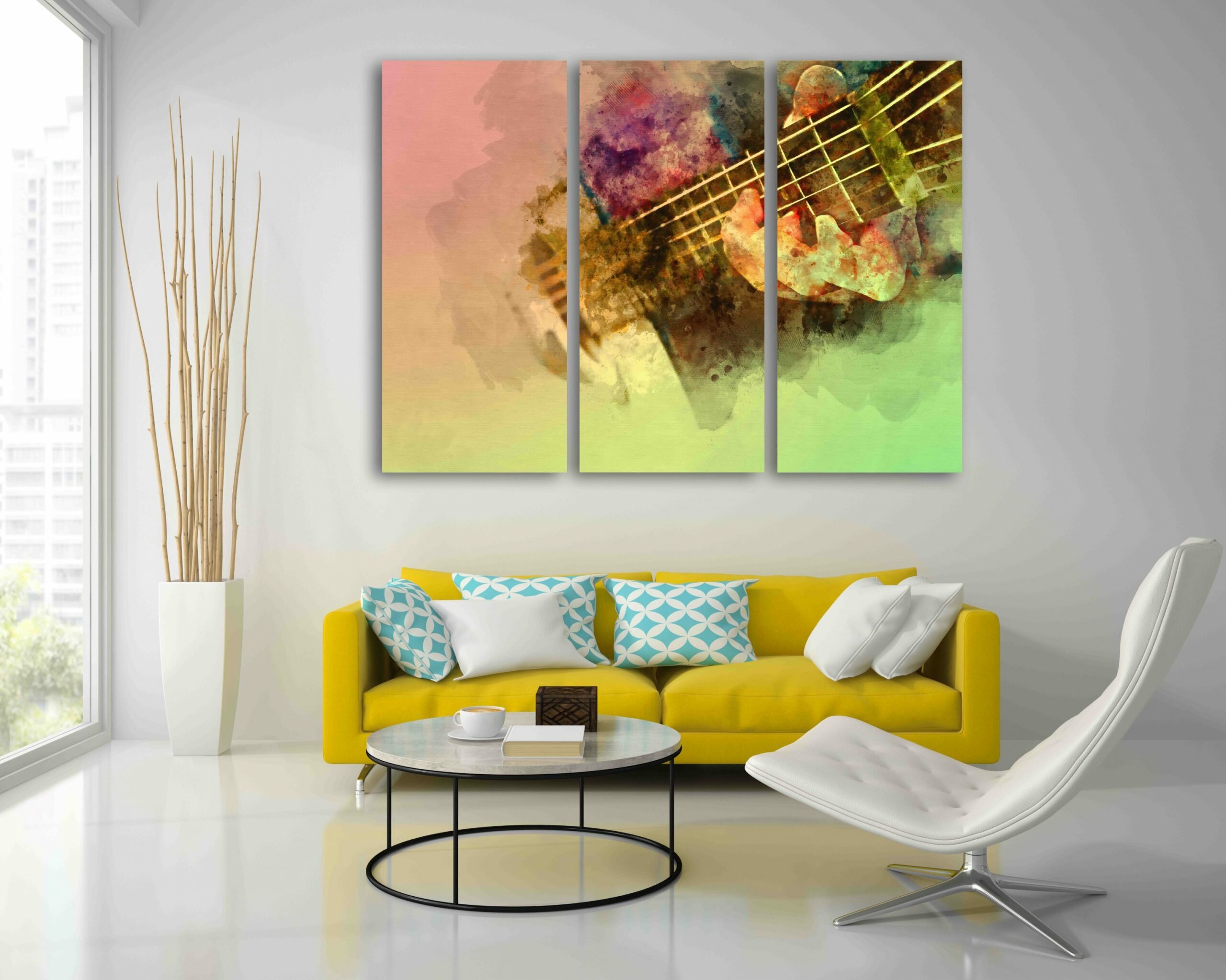 גיטרה בצבעי מים 3 גיטרה בצבעי מים