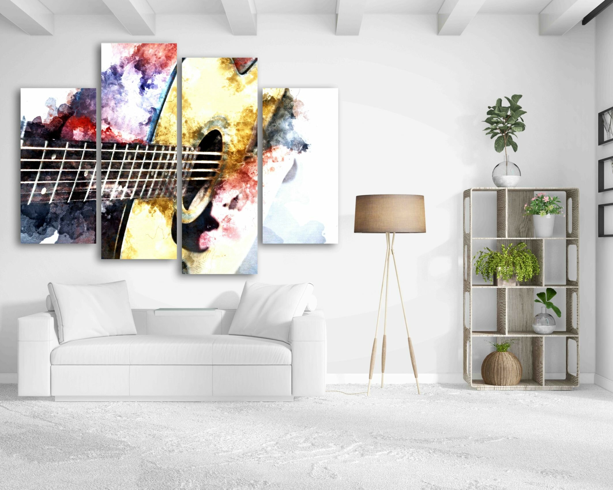 גיטרה בצבעי מים 2 3 גיטרה בצבעי מים 2