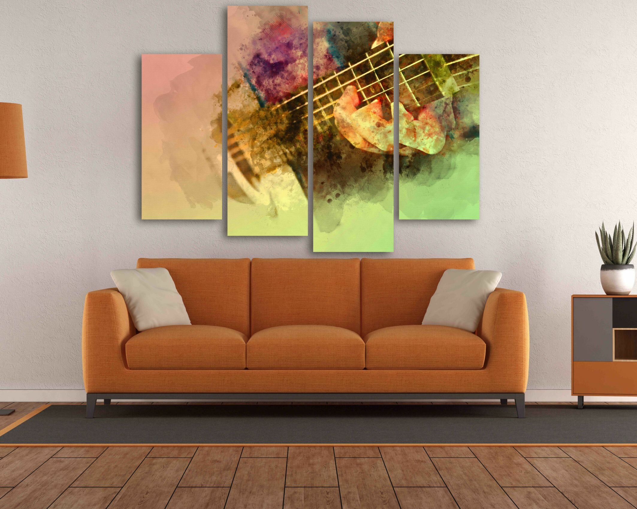 גיטרה בצבעי מים 1 גיטרה בצבעי מים