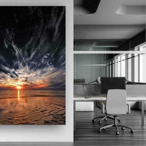 שקיעת שמש ירח וכוכבים