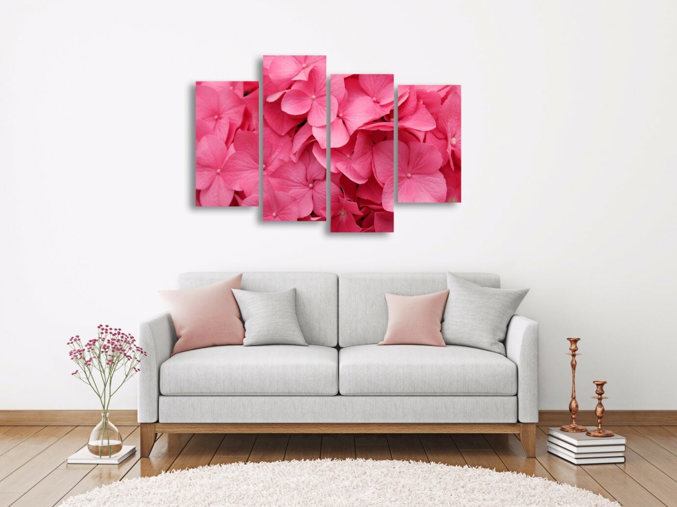 פרחים ורודים 4 פרחים ורודים