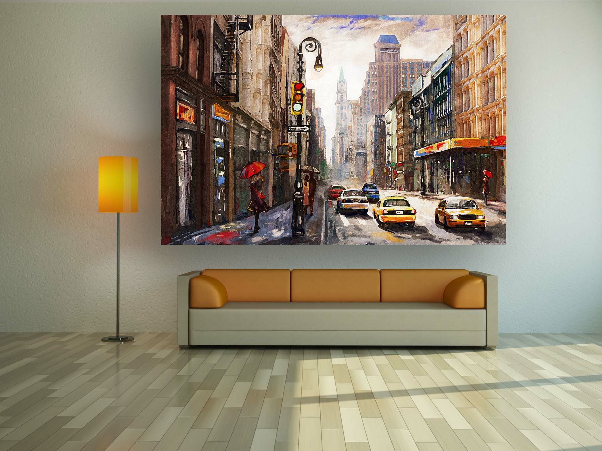 The sofa and the lamp