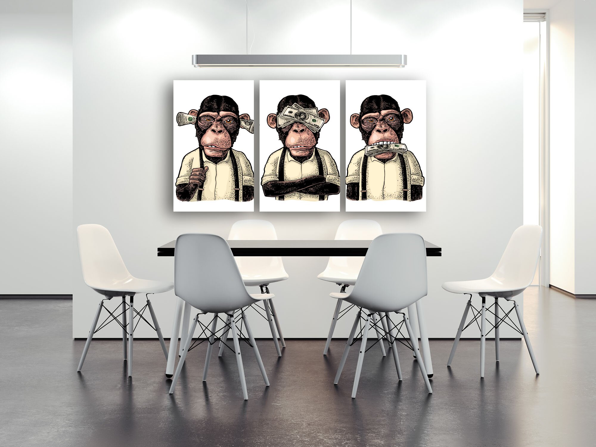 Table with chairs in the office restaurant. 3d rendering