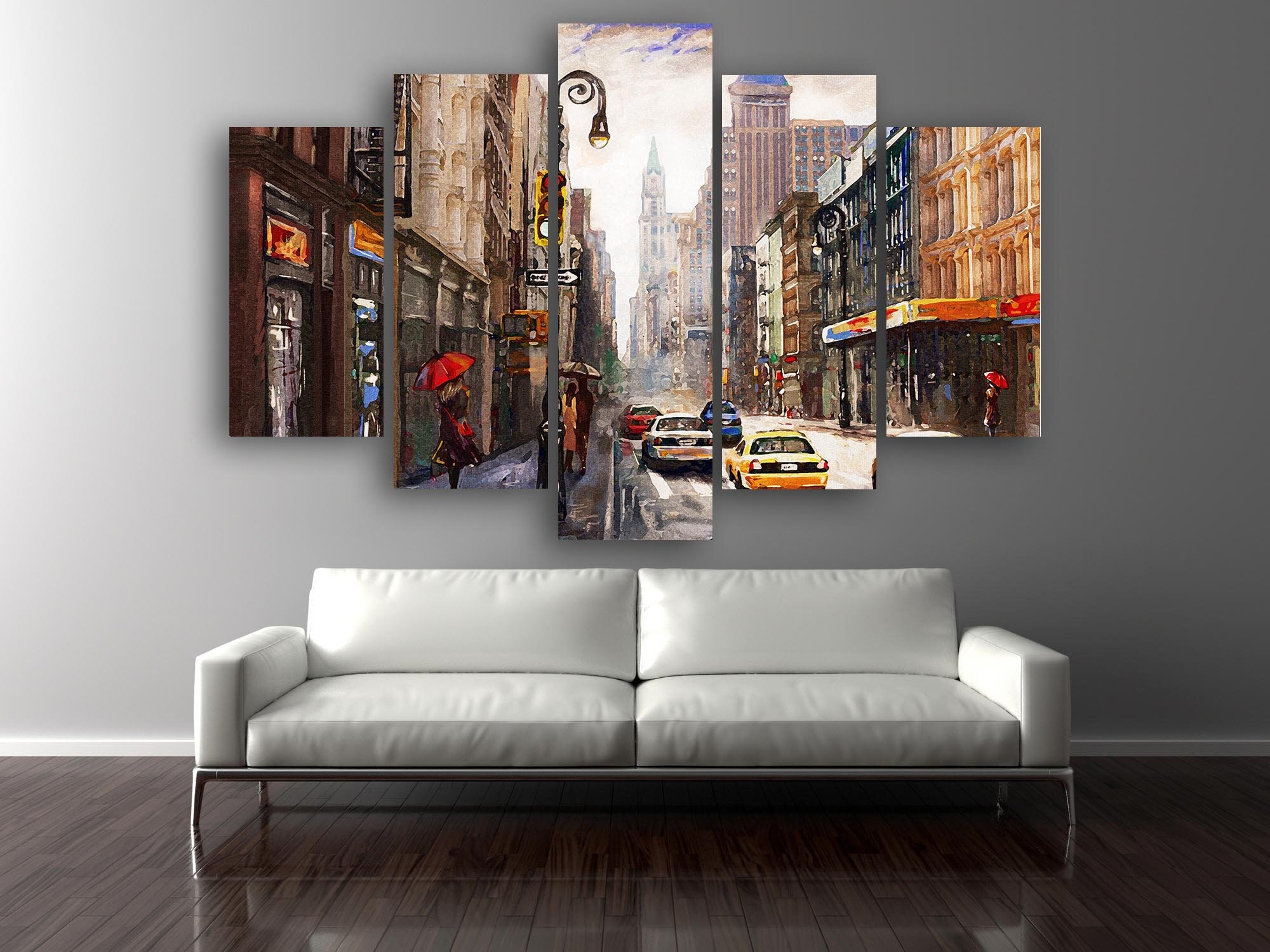 Blank Wall in empty room with sofa, 3D illustration