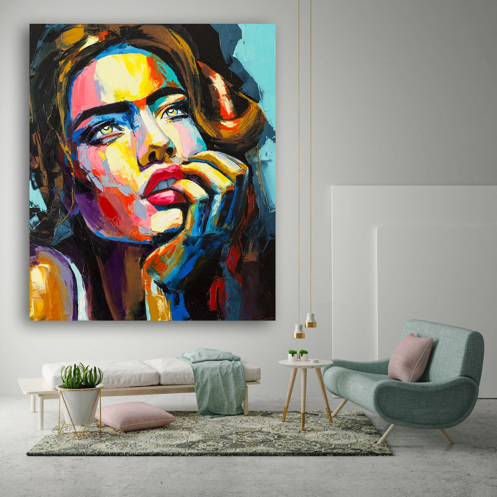 mock up blank poster on the wall of hipster living room, 3D rendering, 3D illustration 501297061