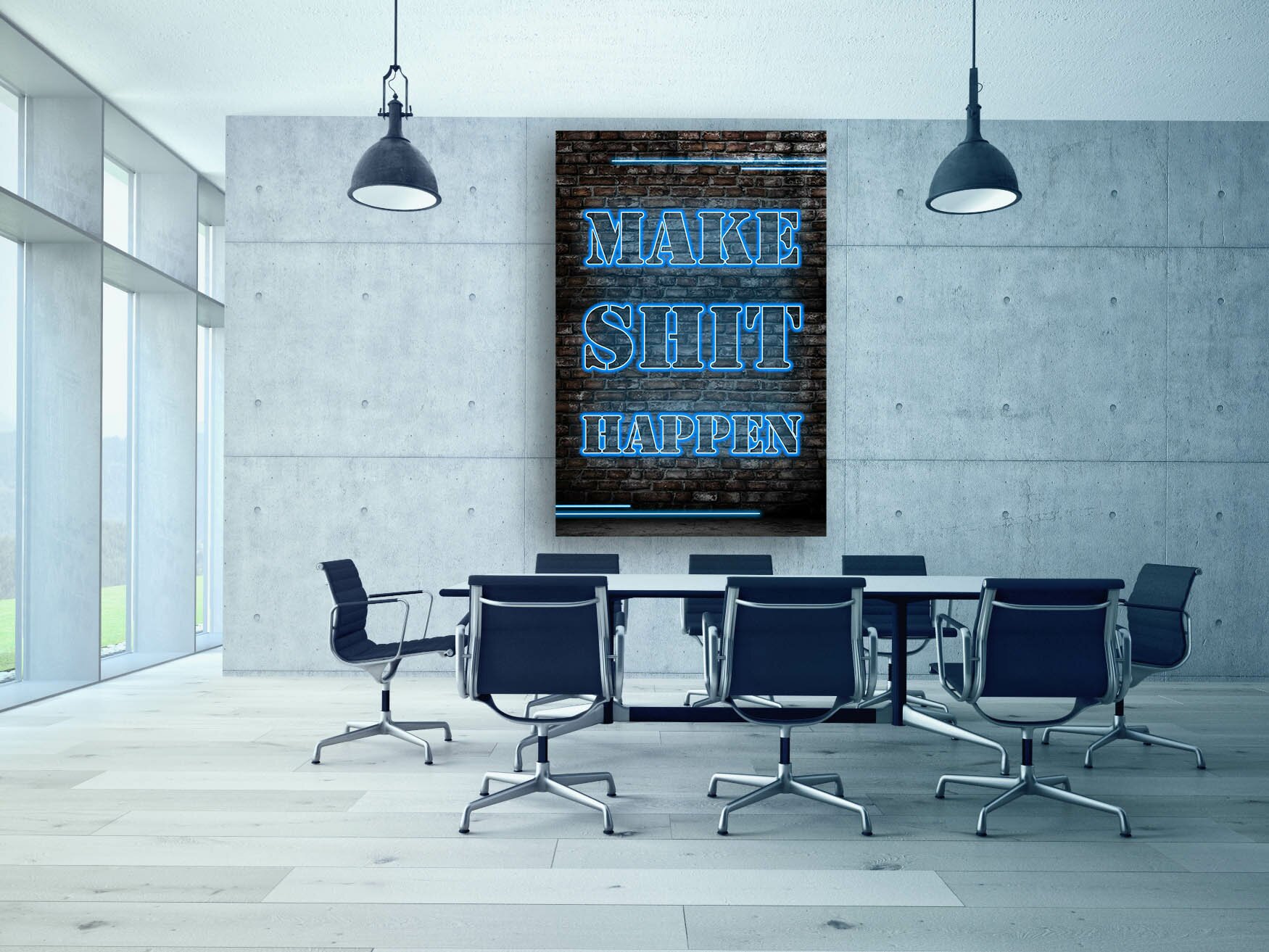 Conference room interior with a concret wall. 3d rendering 242148862