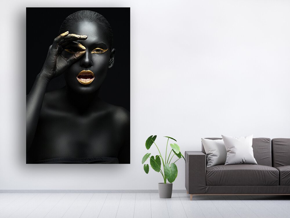 Modern vintage living room. Brown leather sofa on a grey wooden