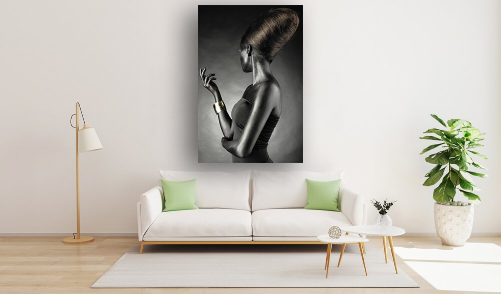 Living room interior with white sofa and green pillows, modern c