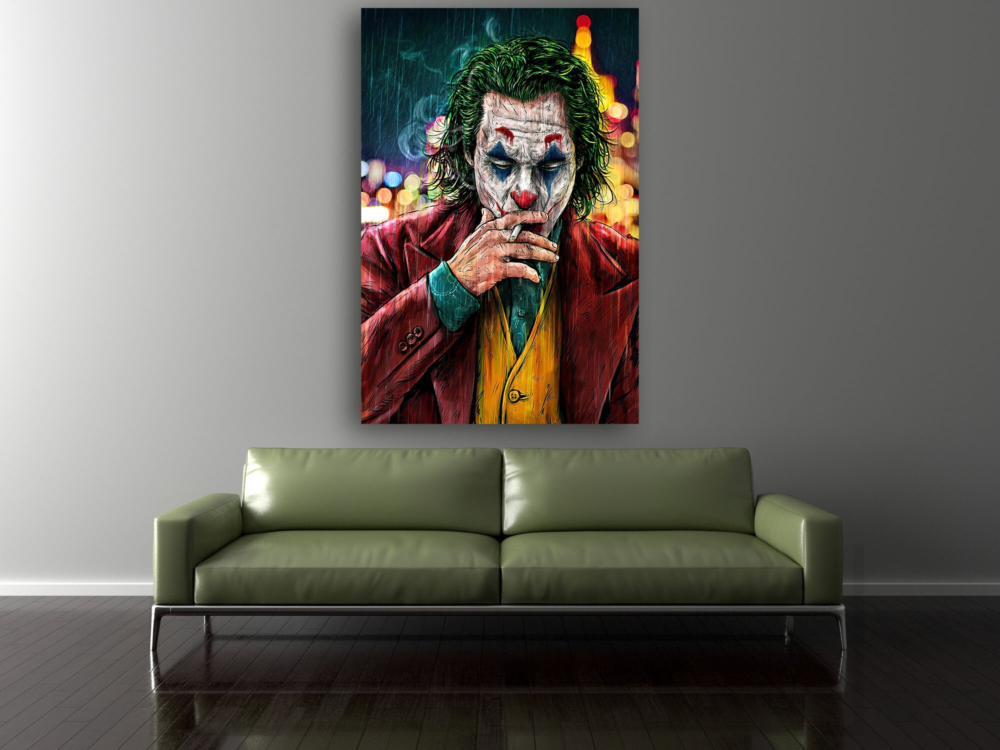 Blank Wall in empty room with sofa, 3D illustration