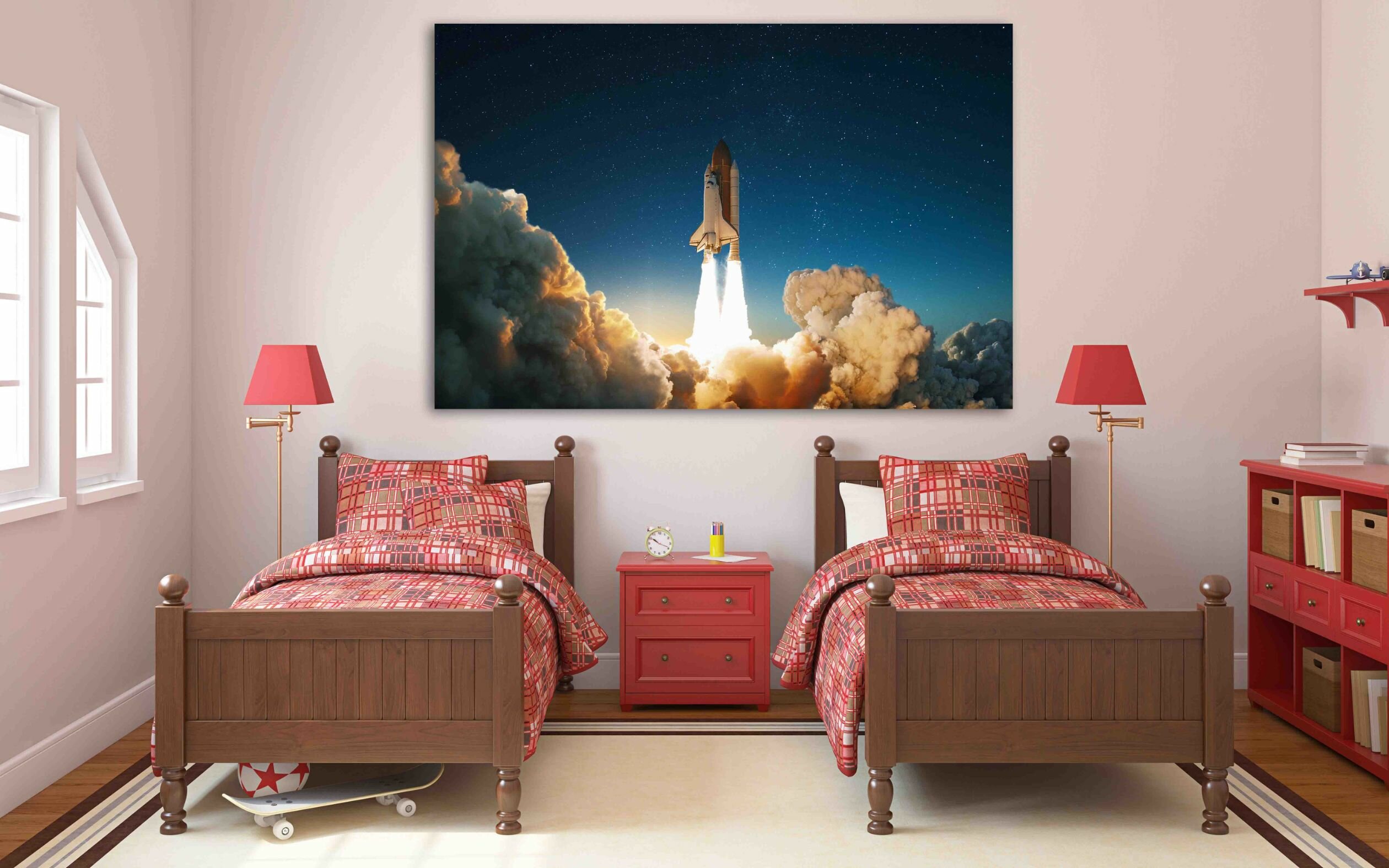 Interior of bedroom for two children. 3d render. 319625012 (1)